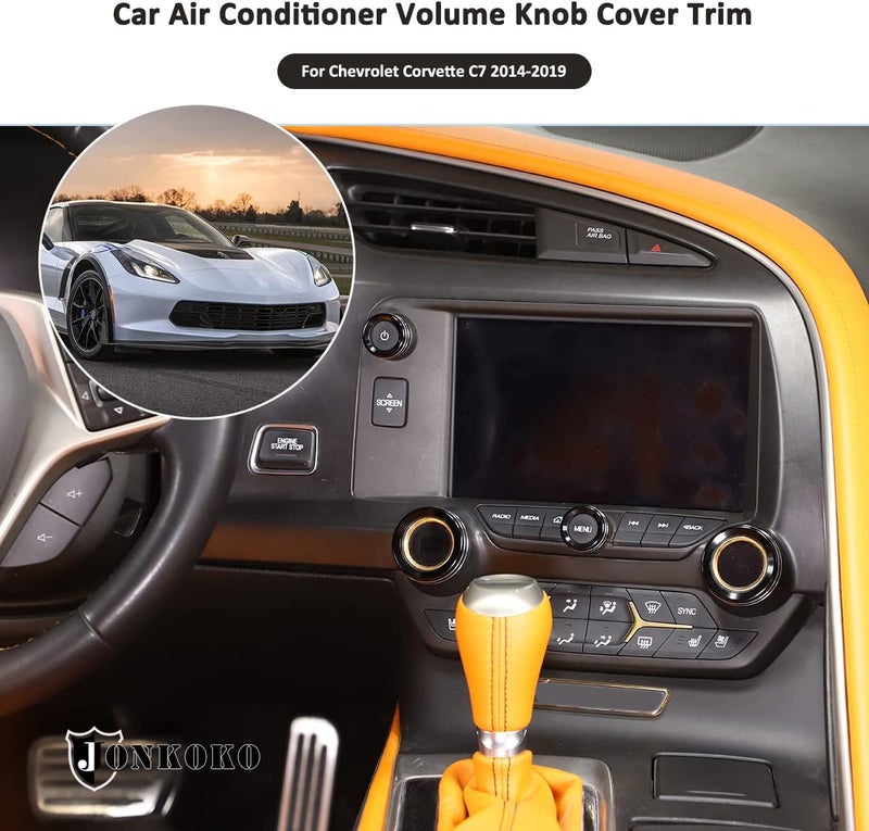JONKOKO Aluminum Alloy for Chevrolet Corvette C7 2014-2019 Car Air Conditioner Volume Knob Cover Trim Car Accessories (Black) - Image 4