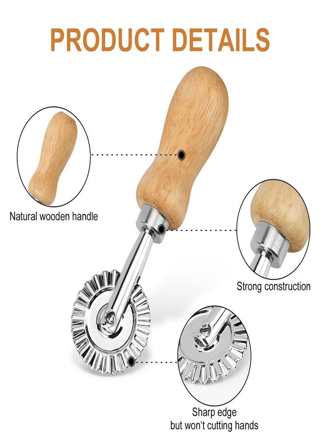 TACGEA Ravioli Stamp Maker Cutter with Roller Wheel (Set of 4), Wooden Handle and Fluted Edge, for Ravioli, Pasta, Dumplings Lasagna, Pierogi - Image 4