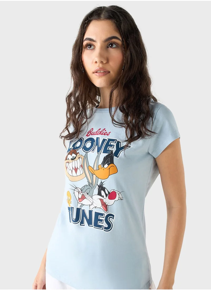 اس بي كاركترز Looney Tunes Print T-Shirt