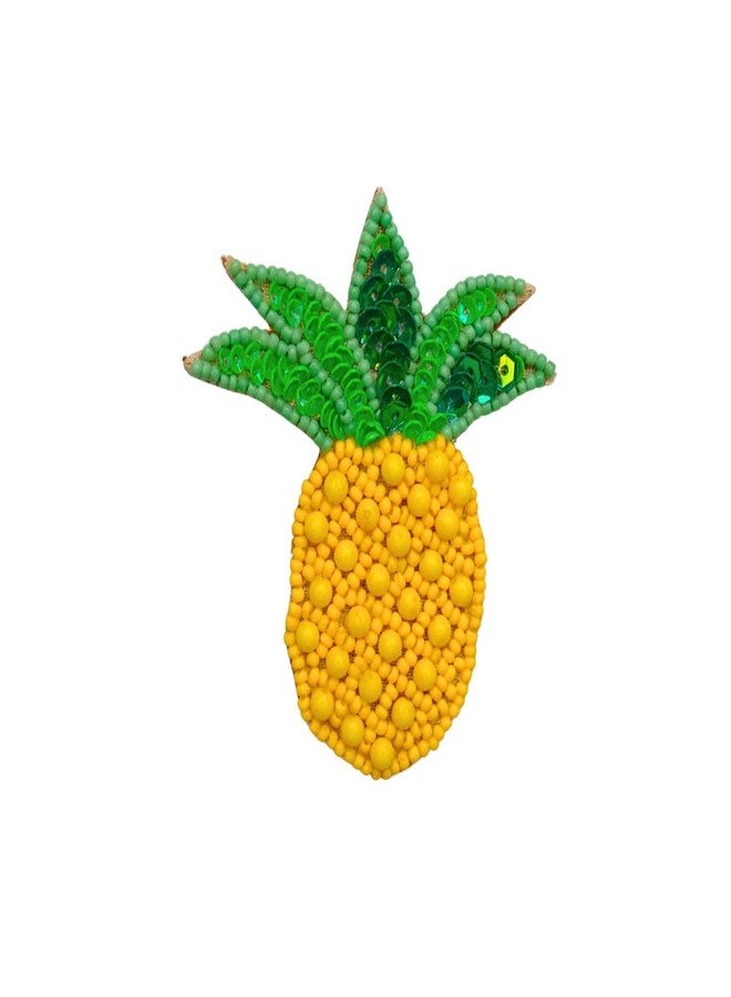 Abeo Handmade Beaded Pineapple Brooch, 5-6 cm, Yellow and Green, Traditional Embroidery Art - Image 2
