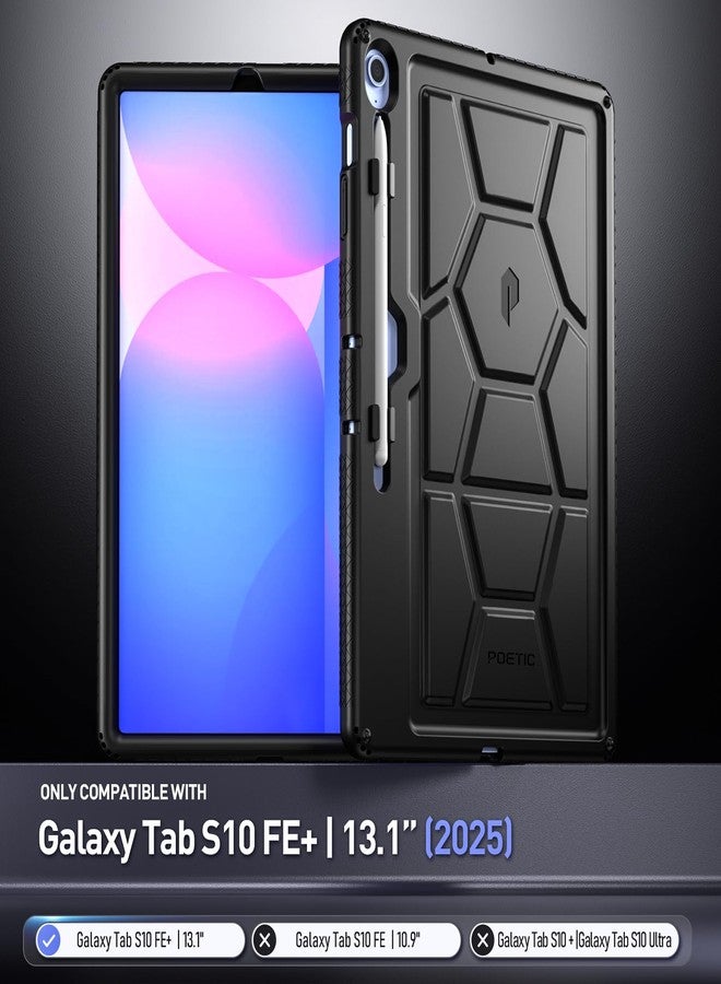 بويتيك جراب Poetic TurtleSkin لجهاز سامسونج جالاكسي تاب S10 FE Plus (إصدار 2025) مقاس 13.1 بوصة، مزود بحامل قلم S Pen، غطاء سيليكون واقٍ شديد التحمل ومقاوم للصدمات وآمن للأطفال، أسود - Image 2