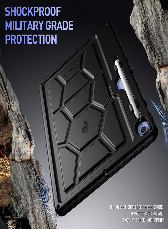بويتيك جراب Poetic TurtleSkin لجهاز سامسونج جالاكسي تاب S10 FE Plus (إصدار 2025) مقاس 13.1 بوصة، مزود بحامل قلم S Pen، غطاء سيليكون واقٍ شديد التحمل ومقاوم للصدمات وآمن للأطفال، أسود - Image 4