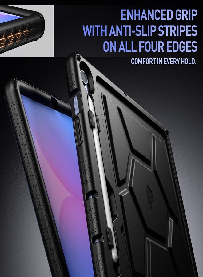 بويتيك جراب Poetic TurtleSkin لجهاز سامسونج جالاكسي تاب S10 FE Plus (إصدار 2025) مقاس 13.1 بوصة، مزود بحامل قلم S Pen، غطاء سيليكون واقٍ شديد التحمل ومقاوم للصدمات وآمن للأطفال، أسود - Image 5