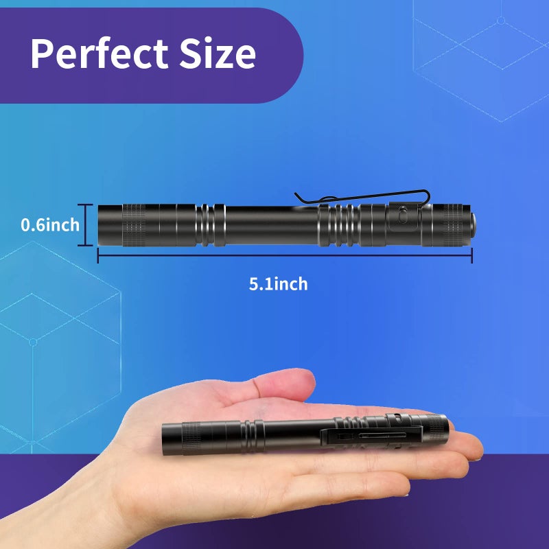COSOOS 2 UV Black Light Flashlight, 2 Pack 395nm Mini Pen Light with Clip, Waterproof Ultraviolet Flashlight for Leak, Pet Urine, Scorpion, Hotel Inspection, Dry Stain and Bed Bug. - Image 5