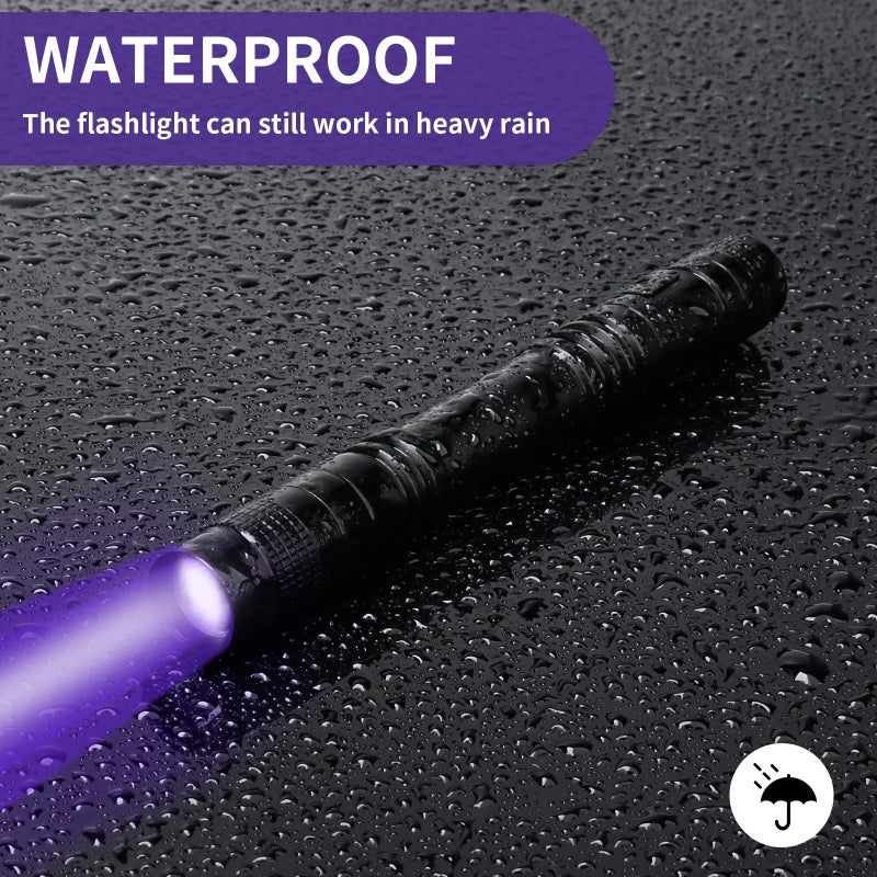 COSOOS 2 UV Black Light Flashlight, 2 Pack 395nm Mini Pen Light with Clip, Waterproof Ultraviolet Flashlight for Leak, Pet Urine, Scorpion, Hotel Inspection, Dry Stain and Bed Bug. - Image 4