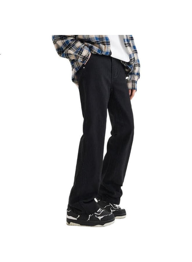 Mmoptop Micro-Flare Washed Jeans For Men, Spring And Summer Straight-Leg Casual Flared Pants, Mnzk07, Black, Size L - Image 1