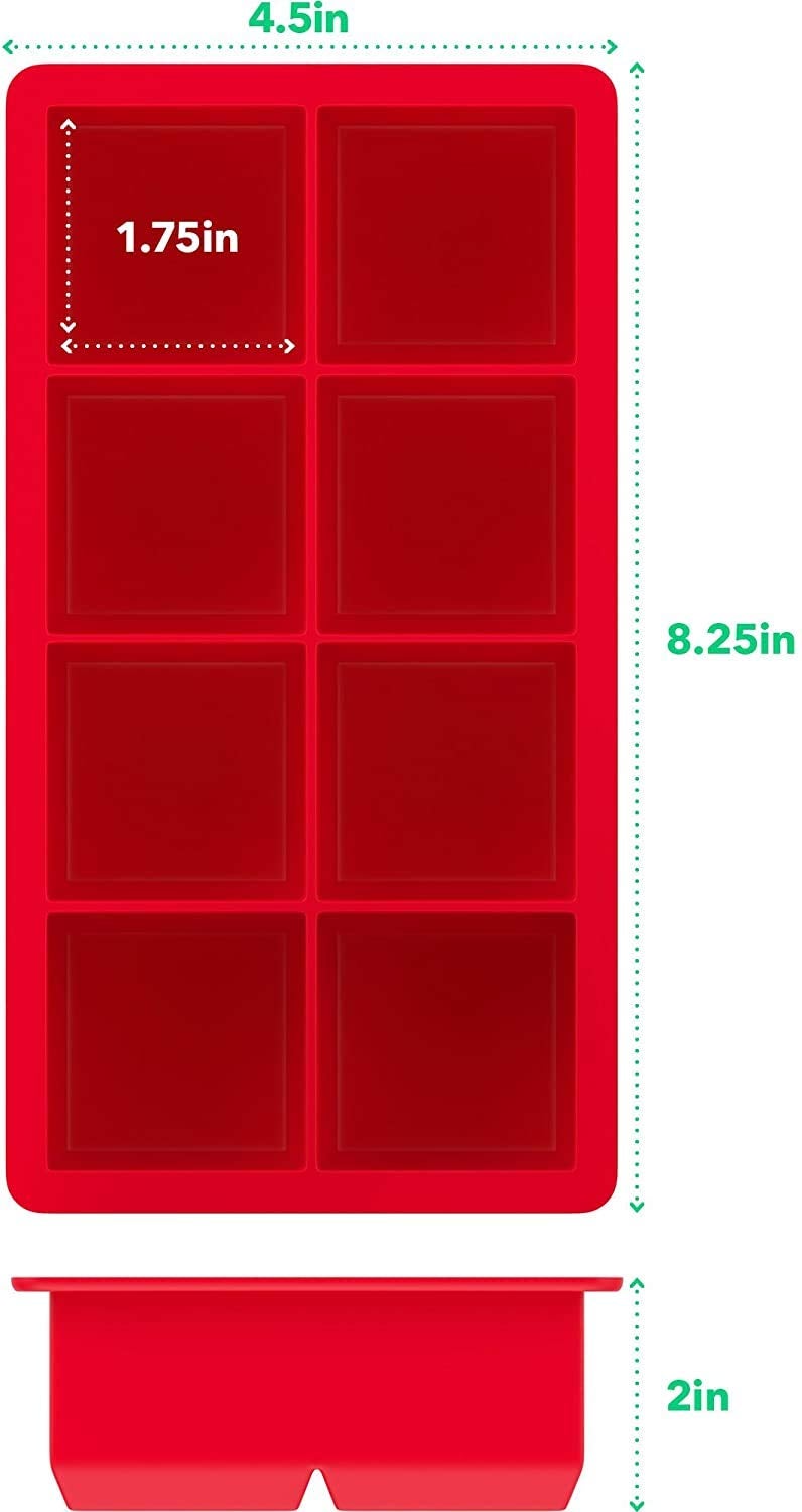 Zollyss Silicone Ice Cube Tray 8 Cavity IceTray with Lid, Big Ice Cubes Perfect for Whiskey, Cocktails, Popsicle Making, Everyday Use, Parties-Reusable, Food Grade Silicone BPA Free(2pc,Multi) - Image 3