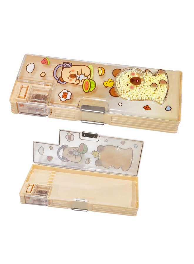 FunBlast Capybara Pencil Case Box - Double Compartment Magnetic Pencil with Sharpener, Pen & Pencil Holder, Stationary Organizer Box for Kids, Girls (Random Print and Color) - Image 1