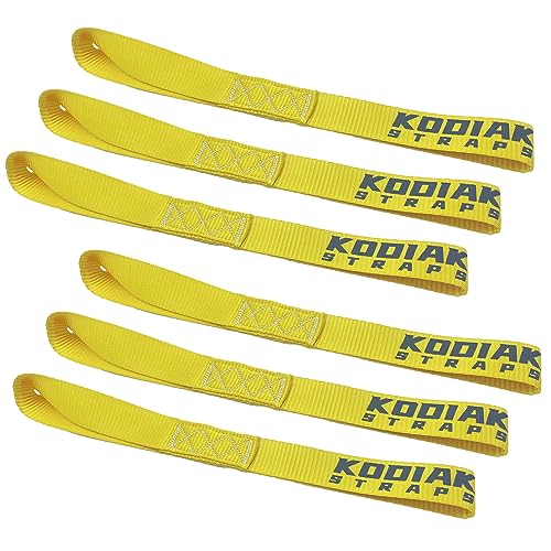 KODIAK STRAPS Soft Loop Tie Down Straps - 1.5 x 18 inches- 10,000 lb Load Capacity - Yellow 6 Pack - Loops for Securing ATV, UTV, Motorcycles, Scooters, Dirt Bikes, Lawn & Garden Equipment by KODIAK STRAPS - Image 1