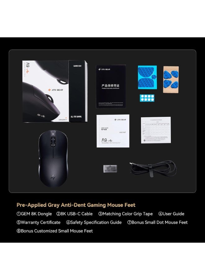 ATK A9 Air Ultimate Lightweight Wireless Gaming Mouse, Shadow White, 8KHz - Image 2