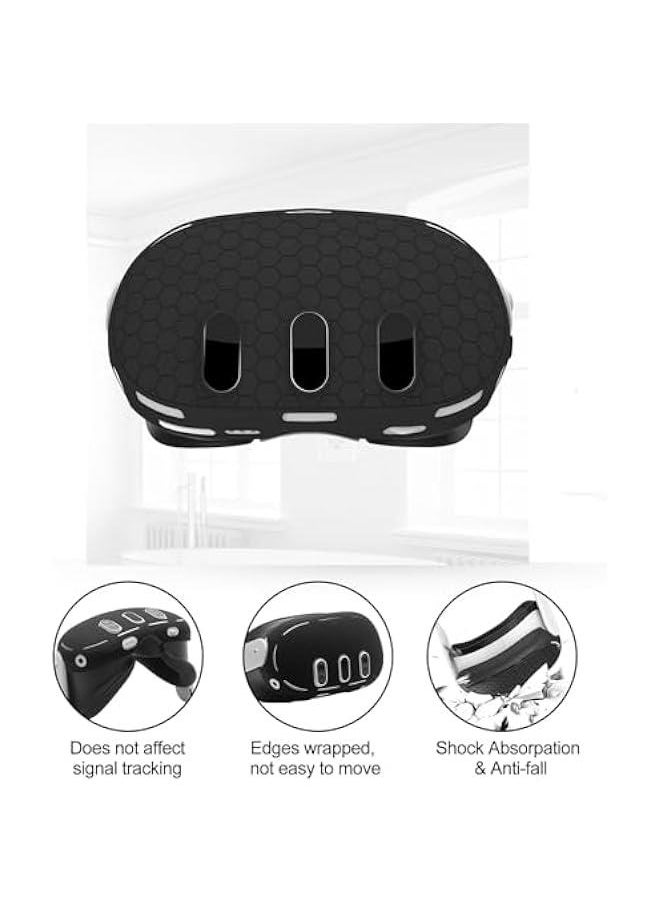 Generic Silicone Cover Set Compatible with Oculus/Meta Quest 3, VR Accessories Protective Cover Includes Controller Grips, Front Shell Headset Cover and Face Cover (Black)  - Image 2