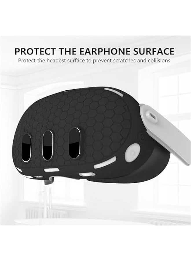 Generic Silicone Cover Set Compatible with Oculus/Meta Quest 3, VR Accessories Protective Cover Includes Controller Grips, Front Shell Headset Cover and Face Cover (Black)  - Image 4