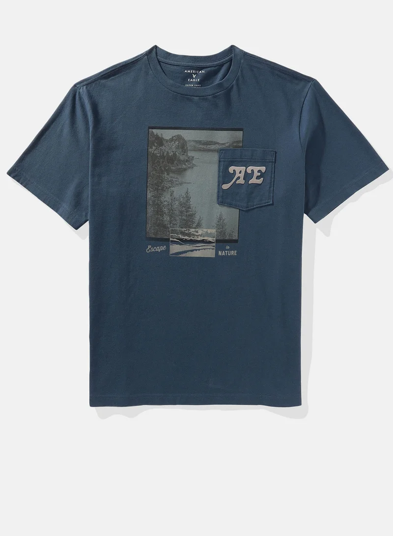 امريكان ايجل Logo Graphic Crew Neck T-Shirt