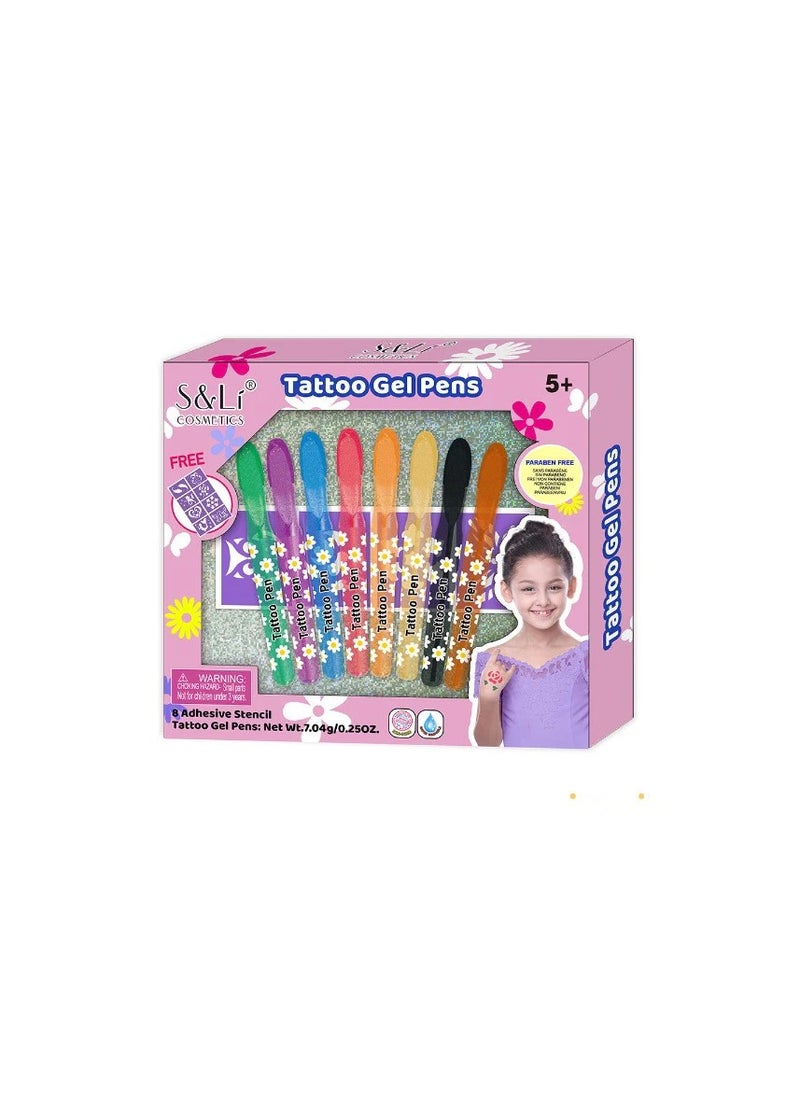 S&Li (36 pcs) tattoo set, markers, 8 colors, stencil-8 pictures, in cardboard  - Image 2