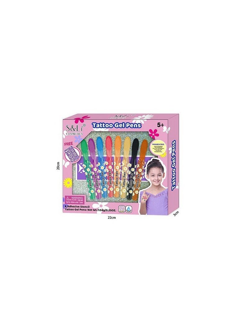 S&Li (36 pcs) tattoo set, markers, 8 colors, stencil-8 pictures, in cardboard  - Image 3