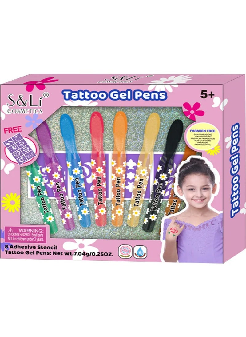 S&Li (36 pcs) tattoo set, markers, 8 colors, stencil-8 pictures, in cardboard  - Image 1