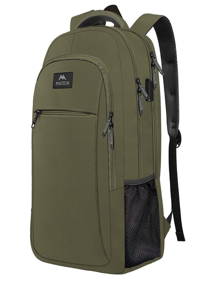 MATEIN 15.6 Inch Travel Laptop Backpack, Durable Computer Backpack for Women Men with USB Charging Port, Lightweight Fashion Water Resistant Traveling Backpack Casual Daypack for College Offic, Green - Image 1