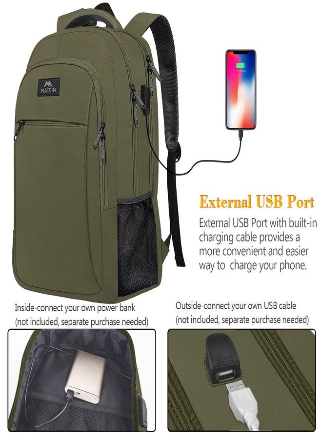 MATEIN 15.6 Inch Travel Laptop Backpack, Durable Computer Backpack for Women Men with USB Charging Port, Lightweight Fashion Water Resistant Traveling Backpack Casual Daypack for College Offic, Green - Image 2