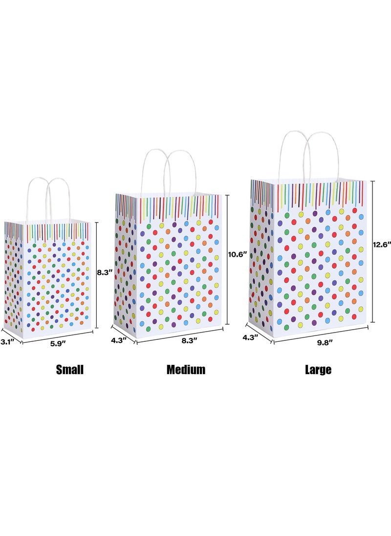 Captaintech White Kraft Paper Gift Bags with Handles, 8.3 x 5.9 x 3.1 Inches, Bulk Pack of 40, Perfect for Birthdays, Weddings, Baby Showers, Party Favors, and Goodie Bags (Dots Design)  - Image 3