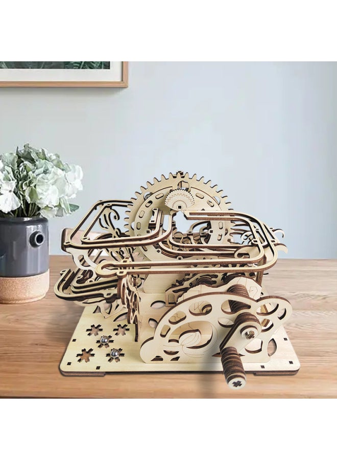 Creative DIY Track Ball Wooden Three-dimensional Puzzle Children's Educational Toys Hand-assembled Model Desktop Ornaments-Color:Customized Track Model - Image 3