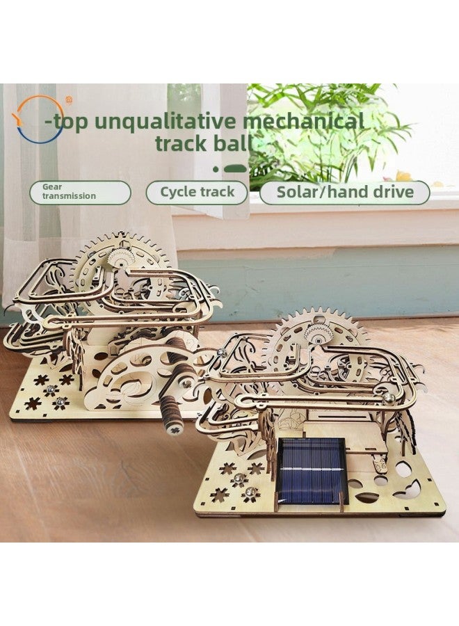 Creative DIY Track Ball Wooden Three-dimensional Puzzle Children's Educational Toys Hand-assembled Model Desktop Ornaments-Color:Customized Track Model - Image 1