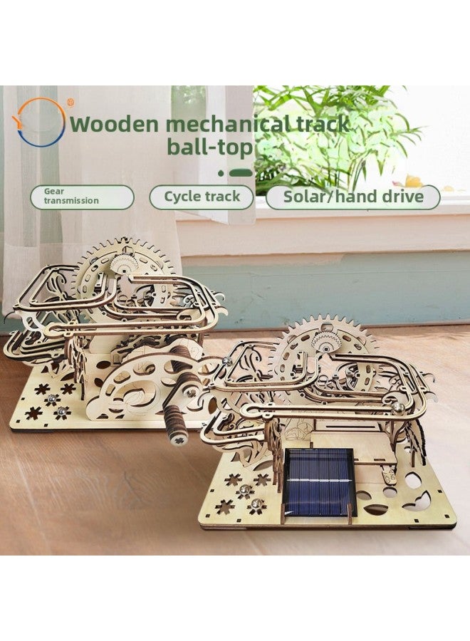 Creative DIY Track Ball Wooden Three-dimensional Puzzle Children's Educational Toys Hand-assembled Model Desktop Ornaments-Color:Customized Track Model - Image 2