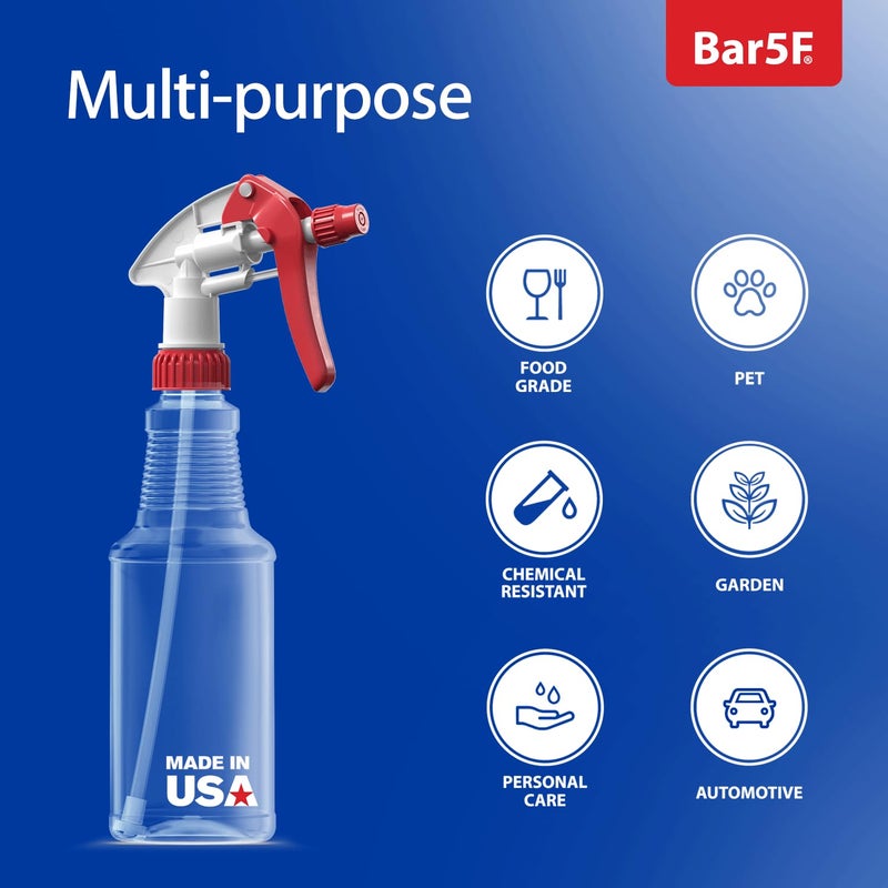 Bar5F Empty Plastic Spray Bottles 16-Ounce BPA-Free Food Grade Crystal Clear M-Series Fully Adjustable Sprayer (not for oil), 2-Pack - Image 4