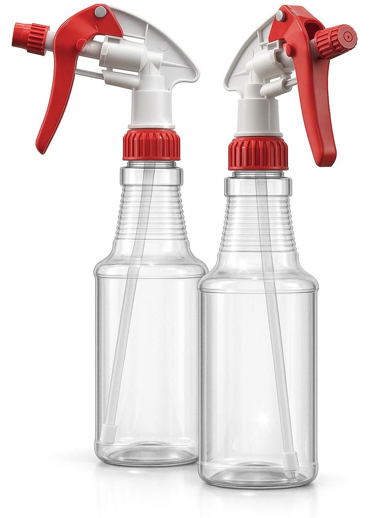 Bar5F Empty Plastic Spray Bottles 16-Ounce BPA-Free Food Grade Crystal Clear M-Series Fully Adjustable Sprayer (not for oil), 2-Pack - Image 1