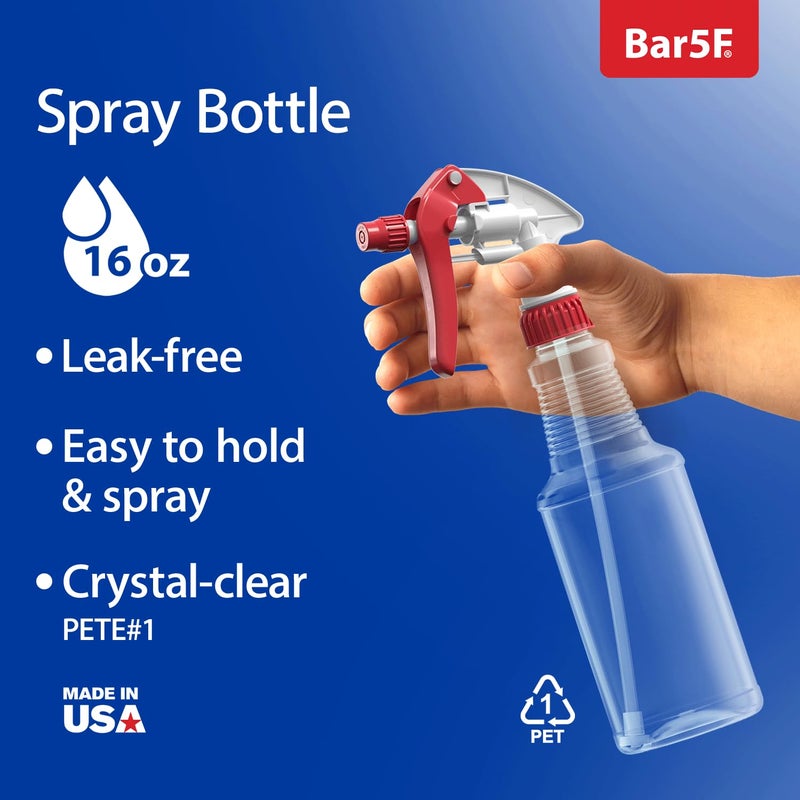 Bar5F Empty Plastic Spray Bottles 16-Ounce BPA-Free Food Grade Crystal Clear M-Series Fully Adjustable Sprayer (not for oil), 2-Pack - Image 2