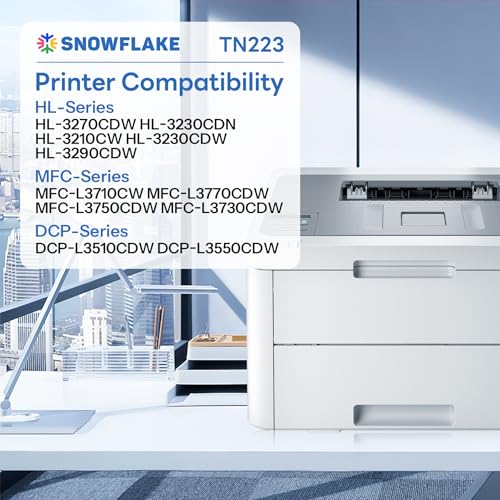 SNOWFLAKE TN223 TN223 BKCMY Toner Cartridge 4 Pack Compatible TN223 Black Cyan Magenta Yellow Toner Cartridges Set Replacement for Brother TN223 TN223 MFCL3710CW MFCL3770CDW MFCL3750CDW - Image 3