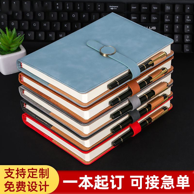 Generic Notebook Custom Buckle Skin Feeling Cowhide Business Office Notepad A5 Journal Creative Notebook Logo Printing B5 