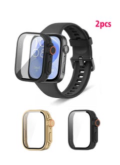 X-level Huawei Watch Fit 3 Case Cover, Screen Protector Case with Tempered Glass Film Screen Protection Case Scratch Resistant Bumper Cover Defense Edge for Huawei Watch Fit 3 (Black and Glod)  - Image 1
