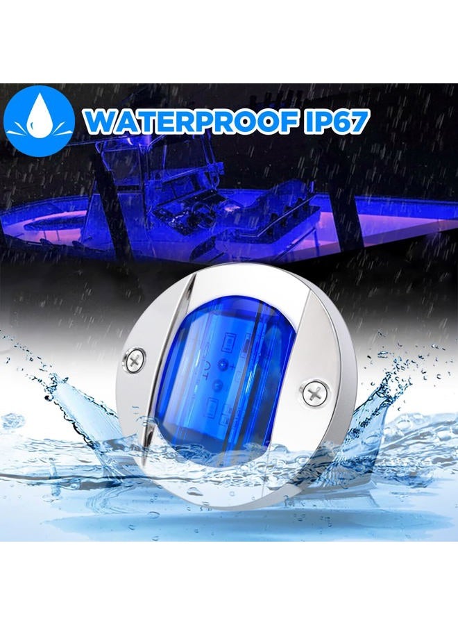 ALFU 10Pcs Blue DC 12V 3 Inch Round Marine Boat Interior Lights Transom Mount Led Stern Anchor Lights LED Night Fishing Lights IP68 Waterproof Deck LED Courtesy Light - Image 3