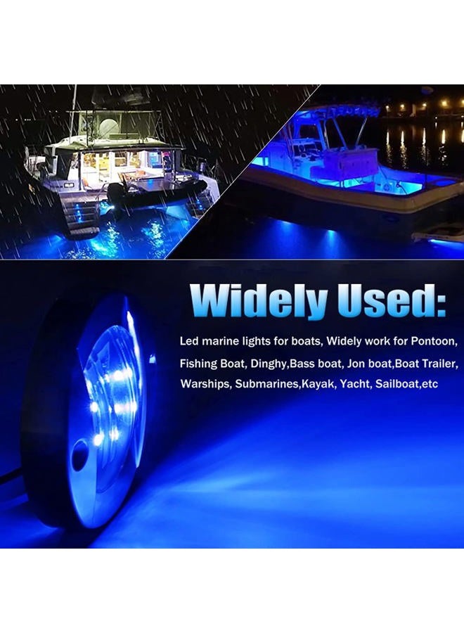 ALFU 10Pcs Blue DC 12V 3 Inch Round Marine Boat Interior Lights Transom Mount Led Stern Anchor Lights LED Night Fishing Lights IP68 Waterproof Deck LED Courtesy Light - Image 2