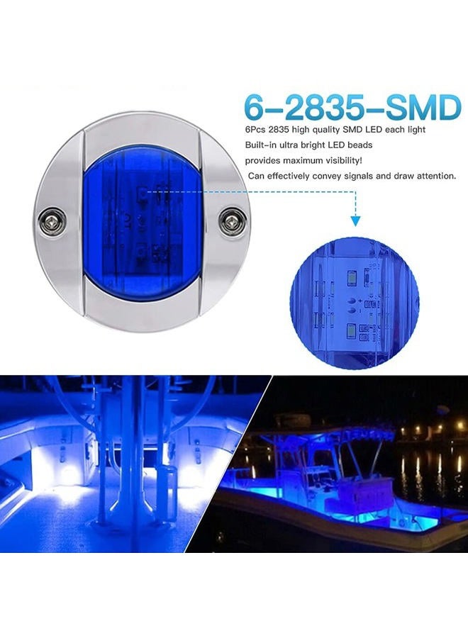 ALFU 10Pcs Blue DC 12V 3 Inch Round Marine Boat Interior Lights Transom Mount Led Stern Anchor Lights LED Night Fishing Lights IP68 Waterproof Deck LED Courtesy Light - Image 4