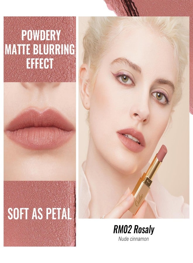 Oulac Pink Nude Matte Lipsticks for Women, Silky Velvet Matte Lipstick, Soft Smooth Texture, High Impact Lip Color, Not Dry Lightweight Formula Infused with Vitamin E, Vegan&Cruelty Free RM02 - Image 3