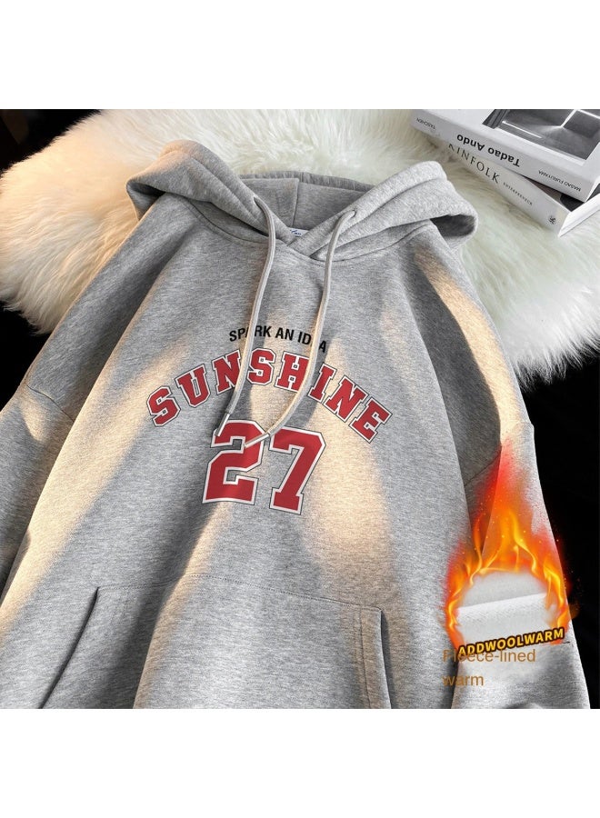 Warrior American High Street Letter Print Hoodie Unisex Oversize Casual Pullover For Spring And Autumn - Image 2