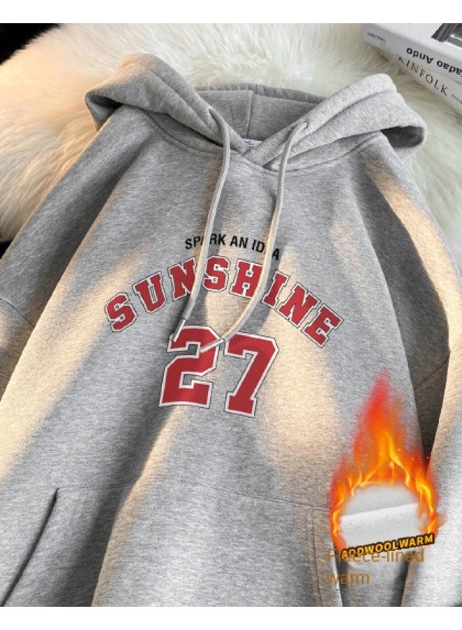 Warrior American High Street Letter Print Hoodie Unisex Oversize Casual Pullover For Spring And Autumn - Image 1