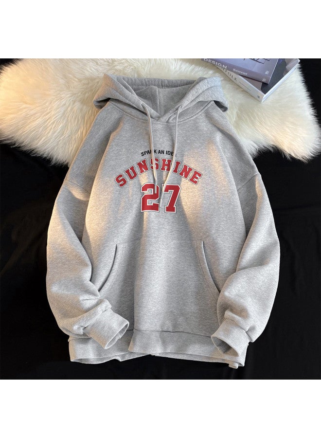 Warrior American High Street Letter Print Hoodie Unisex Oversize Casual Pullover For Spring And Autumn - Image 3