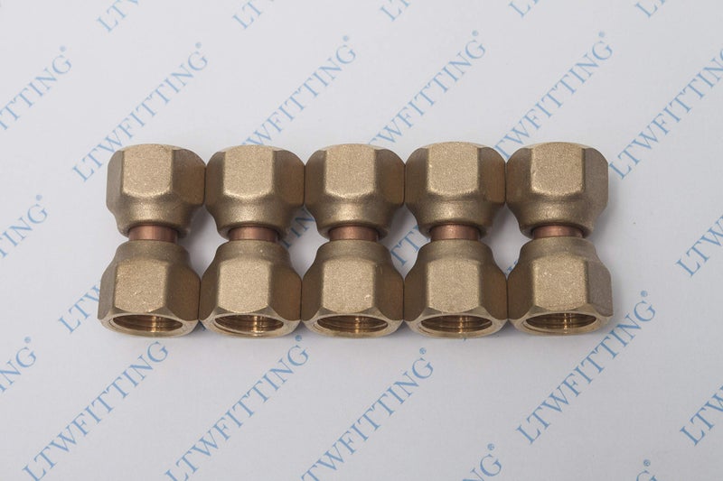 LTWFITTING Brass 1/2" OD Flare Forged Swivel Nut Union,Brass Flare Tube Fitting(Pack of 5) - Image 2