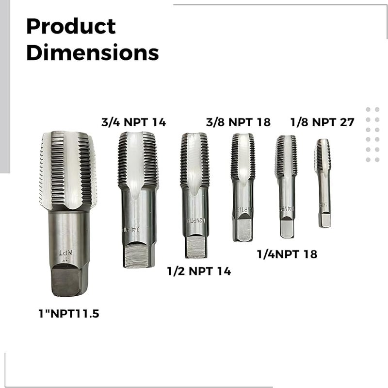 6 قطع مجموعة مستخرج أنابيب NPT أدوات سباكة احترافية مجموعة إصلاح الخيوط علبة بلاستيكية حمراء - Image 5