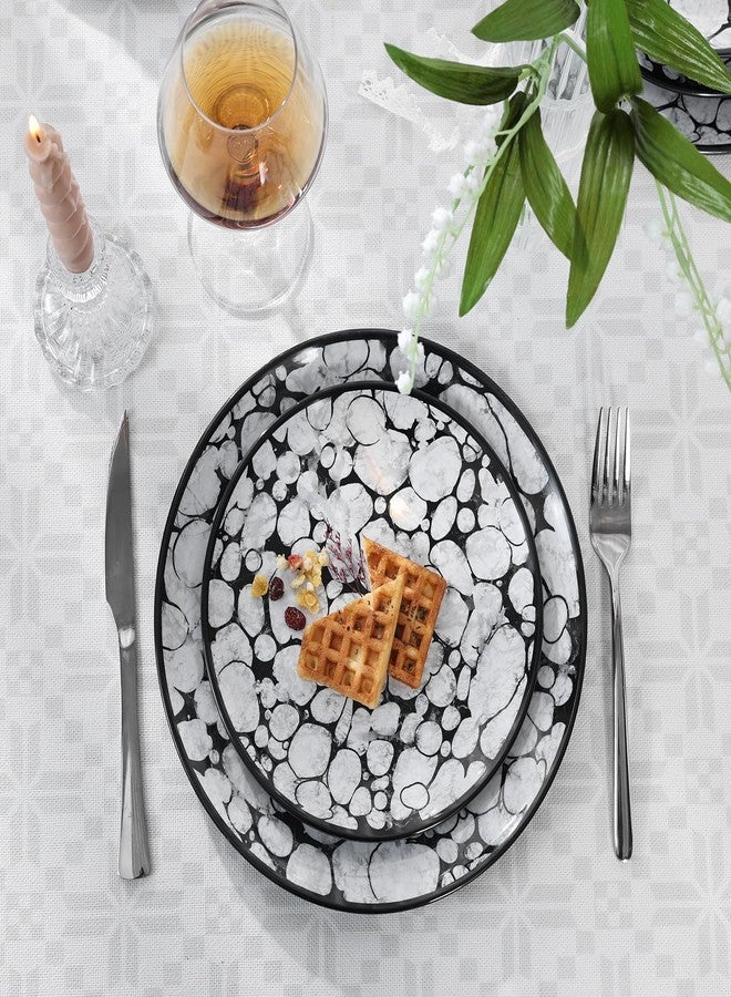 Lechoo Melamine Dinnerware Sets 12pcs Rustic Farmhouse Dinner Dishes Set Lightweight Service for 4 Plastic Plates and Bowls Set, Modern Gray Bubble - Image 2