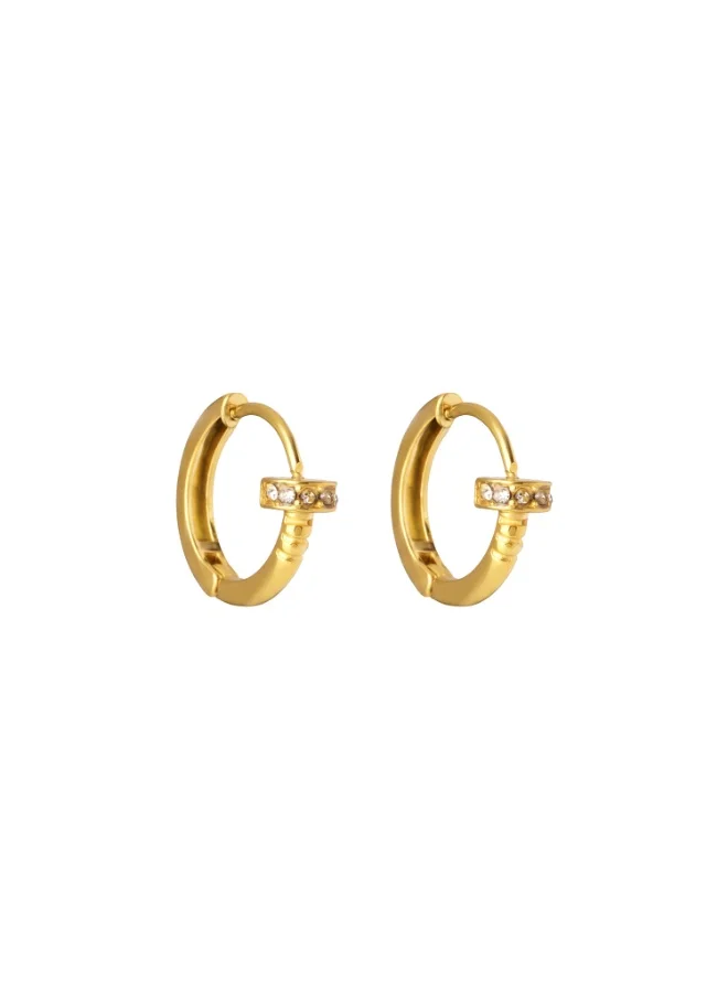 Palmonas 18K Gold Tone Plated Mini Orbit Edge Hoop Earrings For Women - Waterproof & Anti-Tarnish