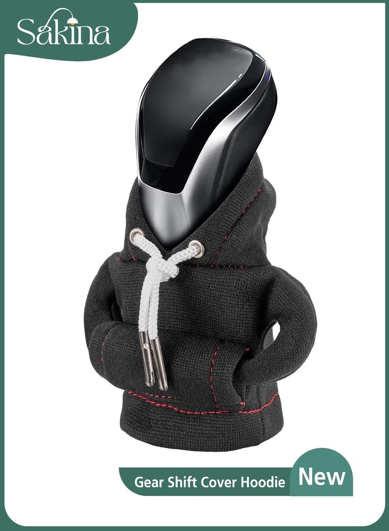 Gear Shift Hoodie, Gear Shift Cover, Universal Car Shift Knob Hoodie, Mini Hoodie for Car Shifter, Automotive Interior Cute Gadgets, Car Accessories and Decorations（black） - Image 1