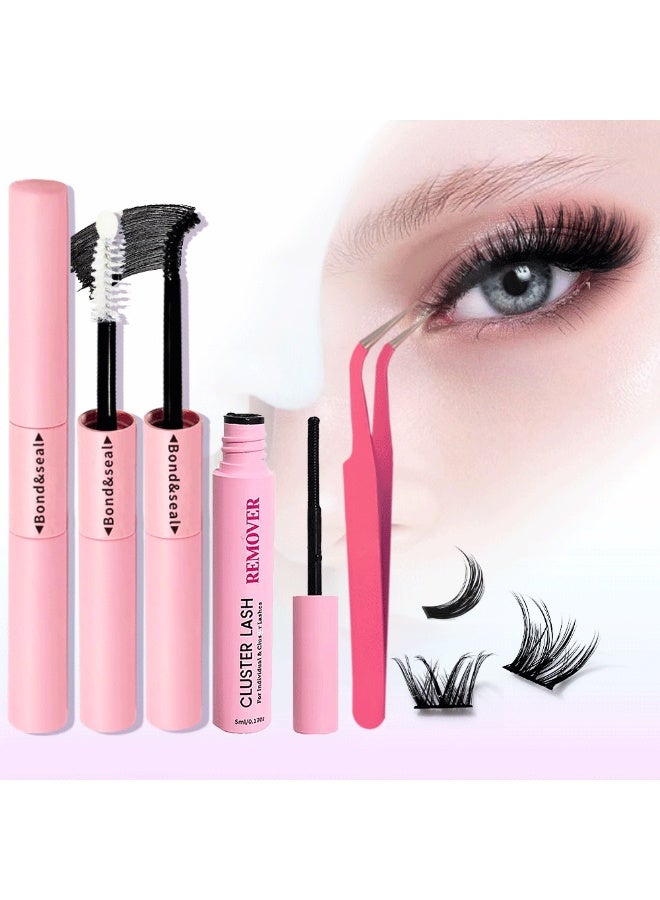 Joudi 30D+40D+50D+60D Volumizing Single False Eyelash Set, including eyelash glue and makeup remover; 9-16mm DIY eyelash extension set; D-curl strip false eyelashes; cluster false eyelashes. - Image 3