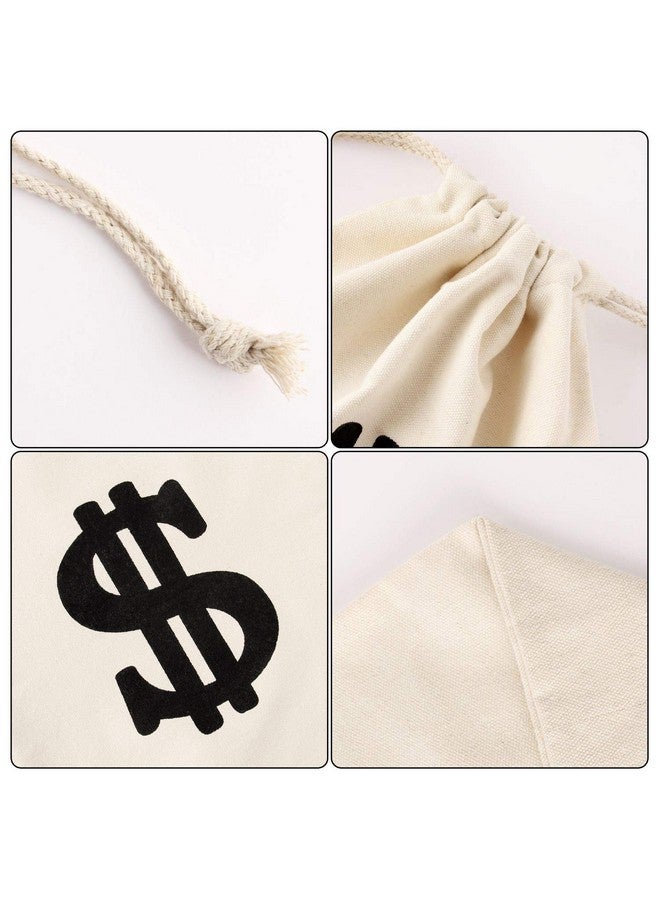 YAROMO 4 Pieces Robber Costume Set, Include Canvas Dollar Sign Money Bags Bandit Eye Mask Knit Beanie Cap for Halloween Cosplay Burglar Theme Party - Image 3
