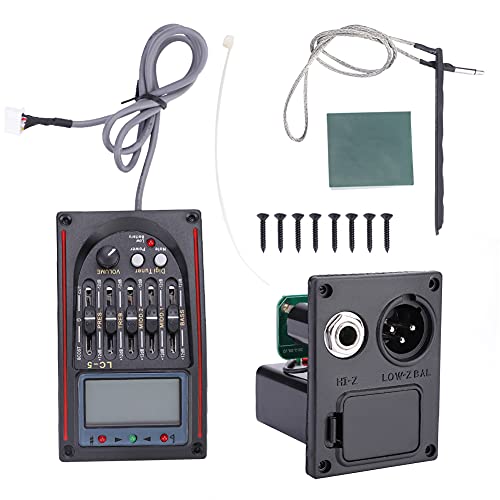 GOTOTOP مضخم صوت جيتار بيك أب، مضخم صوت جيتار أكوستيك LCD 5 نطاقات EQ LC-5 معادل بيزو مضخم صوت ميكروفون LCD مجموعة واحدة من مضخم الصوت مع شاشة LCD لجيتار أكوستيك - Image 1