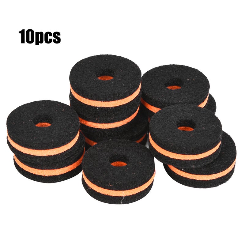 10 Pcs Cymbal Stand Felt 35mm Black Orange Cymbal Protection Sleeve Replacement Part - Image 1
