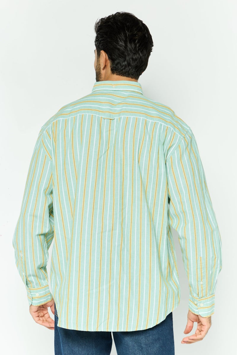 GANT قميص رجالي بأكمام طويلة وقصة مريحة مخطط، متعدد الألوان - Image 3