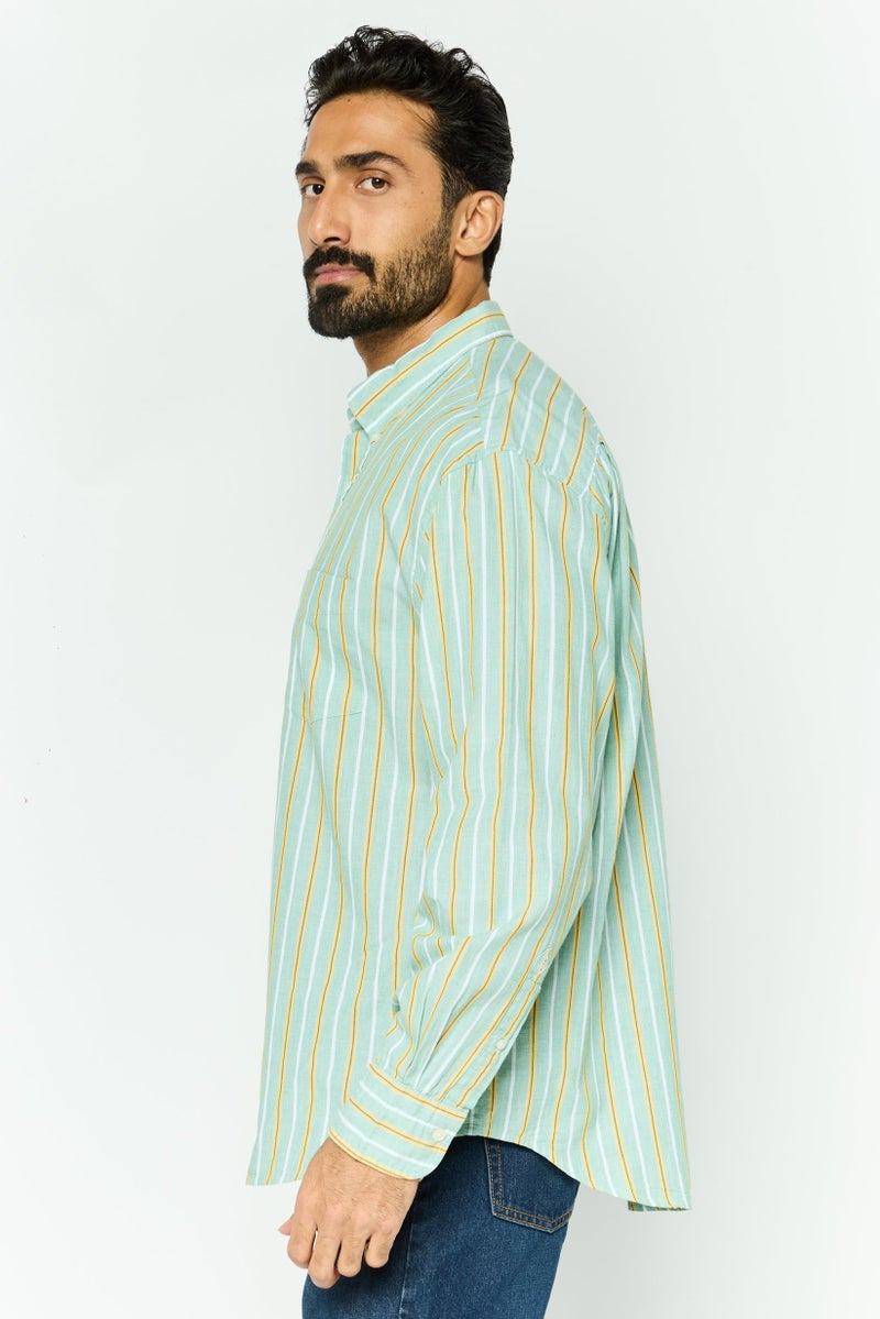 GANT قميص رجالي بأكمام طويلة وقصة مريحة مخطط، متعدد الألوان - Image 2